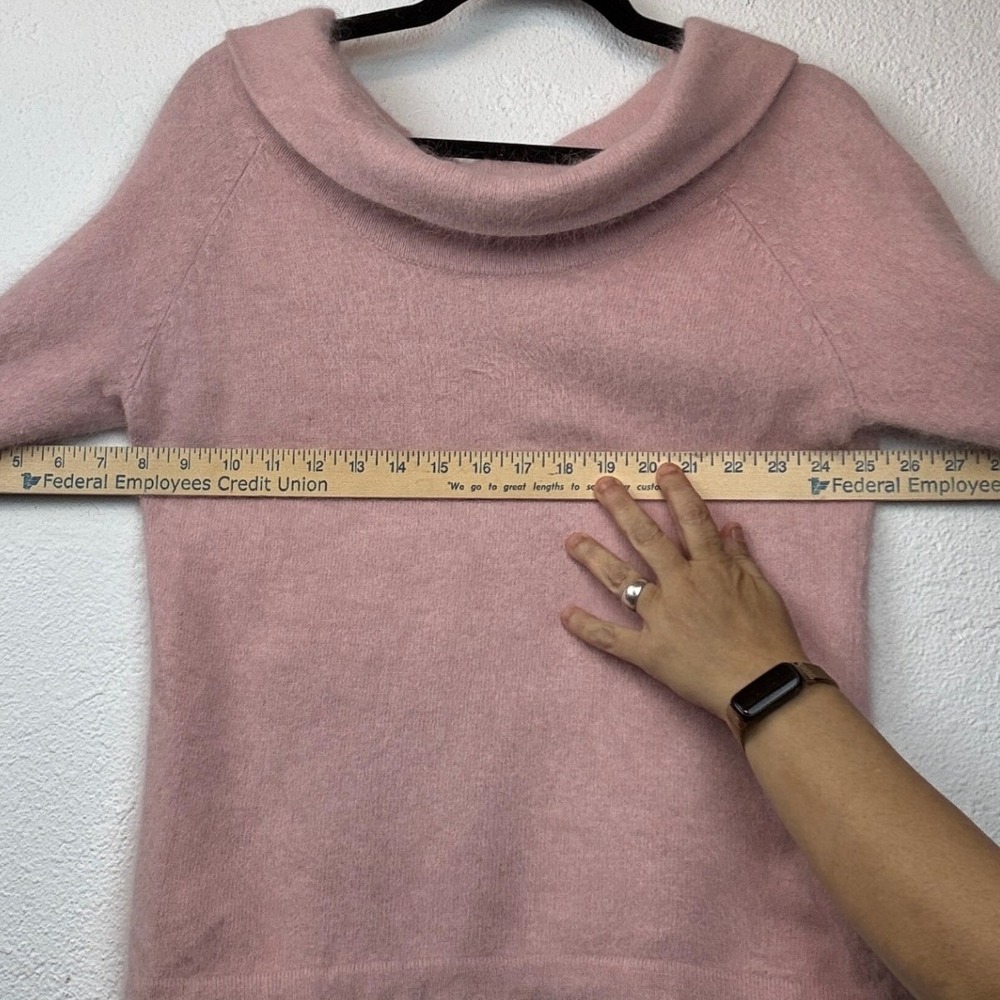 Hillard & Hanson 53% Angora Rabbit Hair Cowl Neck Sweater - L - Pink Coquette - Picture 4 of 11